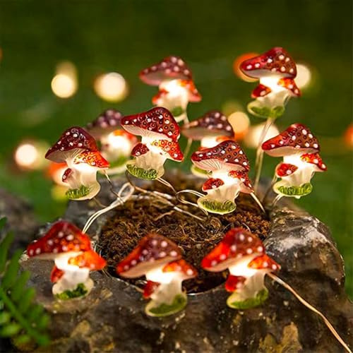 Kaleora LED Pilz Lichterkette, 2M 20 LED Leuchtpilze Lichterkette Batteriebetrieben, Warmweiß Mushroom Lichterketten für Weihnachtsbaum, Schlafzimmer, Balkon, Party