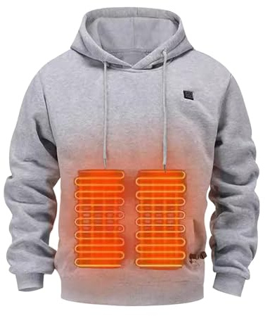 Fulidngzg Beheizbarer Hoodie Herren Damen - Heated Beheizter Kapuzenpullover Heizung 5 Heizzonen 3 Temperaturregelung Plüsch Sweatshirt Kleidung