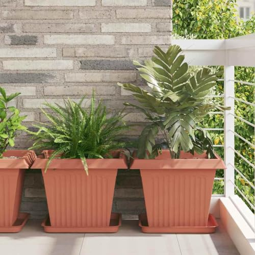 INLIFE Pot de Fleurs Carré 24 pcs Rouge Brique 43 x 43 x 33.5 cm-42020347