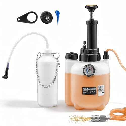 VEVOR Kit de Purge de Frein Manuel 3 L, Purgeur Liquide de Frein à Pression, avec Bouteille de Récupération 1 L et Adaptateur pour Maître-Cylindre 43,2 mm, pour Plupart des Véhicules, Moto, Voiture
