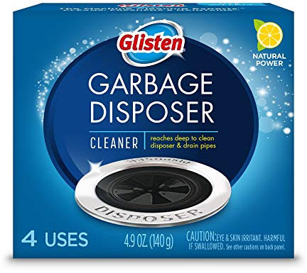 Glisten Garbage Disposal Cleaner and Odor Eliminator with Foaming Action, Removes Buildup and Cleans, Lemon Scent, 4 Uses