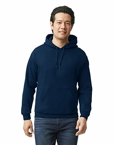 Gildan Felpa In Pile Con Cappuccio, Modello G18500, Felpa con Cappuccio Uomo, Blu (Navy), XXL