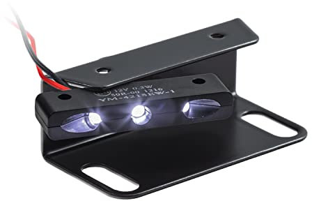 Mini LED Kennzeichenbeleuchtung mit Halter für Kennzeichenhalter Kennzeichenträger Nummernschild Halter/Halteplatte Universal Motorrad