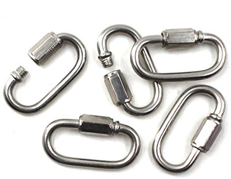 Flomore Kettenglied Karabiner Edelstahl mit Verschraubung Quick Link Packung