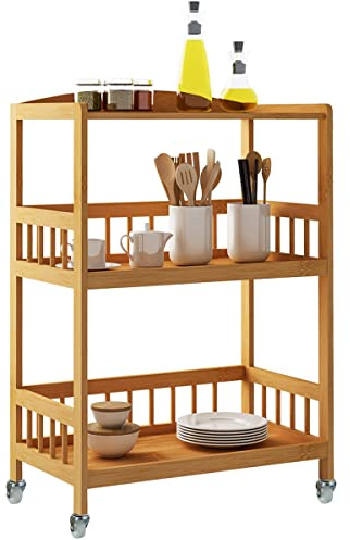 DlandHome Etagère de Cuisine Roulant, Meuble Rangement Desserte Chariot de Cuisine de Service avec des Tablettes 53 * 30.5 * 80