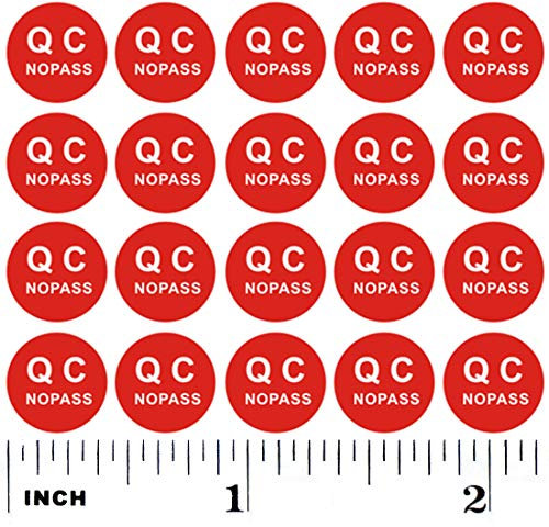500+ rote QC No Pass Aufkleber Ablehnung runde Form selbstklebende Etiketten Lager Inventar Inspektion Produkt Qualitätskontrolle Ausgesprochen nicht genehmigt Kreis Punkt Kiss Cut Aufkleber Etiketten