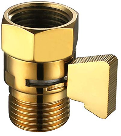 Angle Simple Water Flow Control Valve, Brass Shut Off Valve for Handheld Shower, Water Volume Adjust Valve, Shower Head Flow Control Valve, Water Pressure Regulator, Gold