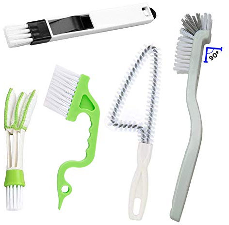 Window or Sliding Door Track Cleaning Brush, Tile Lines Brush,Window Blind Duster, 2-in-1 Windowsill Sweeper, Hand-held Groove Gap, 5 Pieces