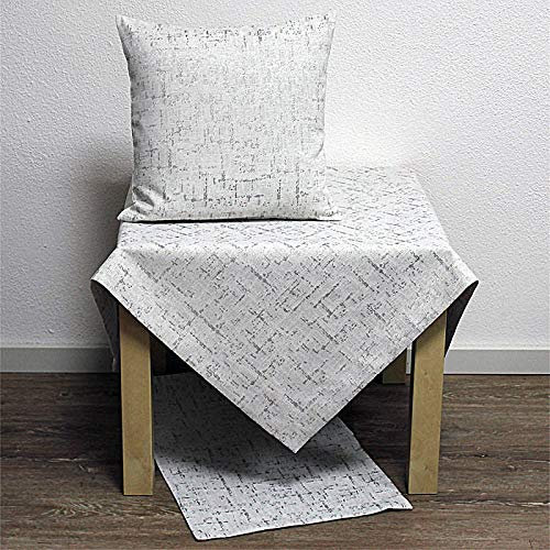 Hossner Tischdecke Mitteldecke Pierre Creme grau Gold 85x85cm Baumwollmischung