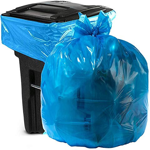 Aluf Plastics 65 Gallon Blue Trash Bags - (Pack of 50) - 2.0 MIL (Equivalent) - Garbage or Recycling Bags 50 x 68 - Large Plastic Can Liners - for Industrial, Home, Contractor, Recycling