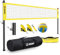 Patiassy Tragbares professionelles Volleyball-Set für Outdoor, Hinterhöfe, höhenverstellbare Aluminiumstangen und Seilwinde für Anti-Schlag, Gelb
