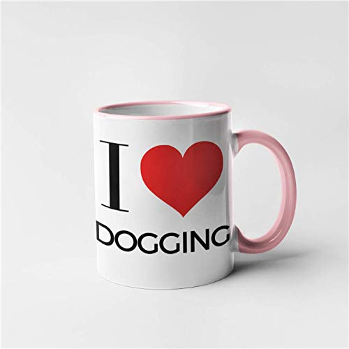 Generic I Love Dogging Mug - 11oz Pink, Microwave Safe, Letter Print, Christmas, Birthday, Coffee Cup