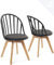 KAYELLES Lot de 2 chaises bistrot à barreaux Style scandinave pour Cuisine, Salle à Manger ou Chambre. Siège avec Coussin Simili Cuir rembourré, Pieds en Bois de hêtre Clair Bold (Noir)