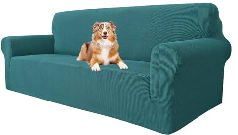 MAXIJIN Fodera per divano super elasticizzata per 3 posti, 1 pezzo Fodera per divano jacquard Protezione per mobili Cani Pet Friendly Fodera per divano aderente (3 posto, Verde Nerastro)