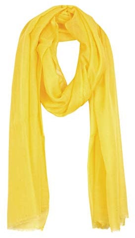 Bovari Kaschmir Schal Damen - 100% Kaschmir - Extra Leicht/Hauchzart - Premium Cashmere - extra dünner Schal/Sommerschal- 200 x 70 cm (Gelb)