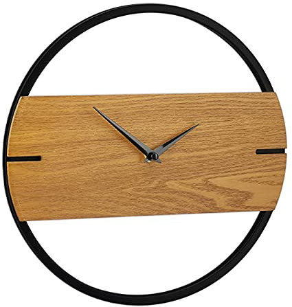 Relaxdays Wanduhr Holzoptik, modern, analog, Uhr für Küche, Wohnzimmer, Flur & Büro, Zimmeruhr, Ø 30 cm, braun/schwarz