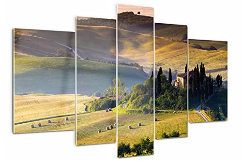 Tulup Glasbild 170x100cm 5 Teile Wandbild Wandkunst Gehärtetem Sicherheitsglas Küche & Wohnzimmer Akrylglas - Toskana