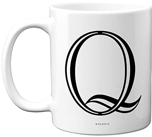 Stuff4 Personalisierbare Tasse mit Buchstabe Q – Tasse mit Buchstabe Q, Geschenke für ihn, Vatertag, Muttertag, Geburtstag, 325 ml, Keramik, spülmaschinenfest, Jahrestag, Valentinstag, Weihnachten