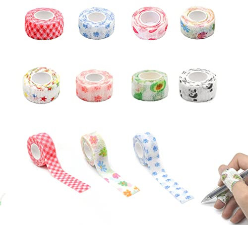 8 Pcs Bandagen Erste Hilfe, Sports Tape, Elastische Binde, Tape Sport Hand für Gewichtheben, Finger Handgelenk Wickeln Knie und Dinge bündeln, Easy Tear, Vliesstoff, 2.5 cm Breite(Mehrfarbig)