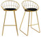 HOMCOM 2er-Set Barhocker Küchenhocker mit Rückenlehne Barstuhl Bistrohocker Tresenhocker für Küche Esszimmer Metall Samt-Touch-Polyester-Gewebe Gold+Schwarz 52,5 x 47 x 97 cm