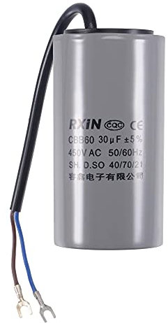 sourcing map CBB60 Run Capacitor 30uF 450V AC 2 Wires 50/60Hz Cylinder 96x50mm with Terminal for Air Compressor Water Pump Motor