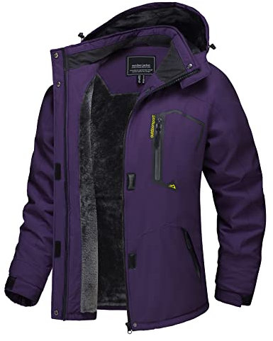 TACVASEN Donna Giacca di Transizione Calda Jacket Invernale Foderata Trekking Sci con Cerniera Impermeabile, Viola scuro, L