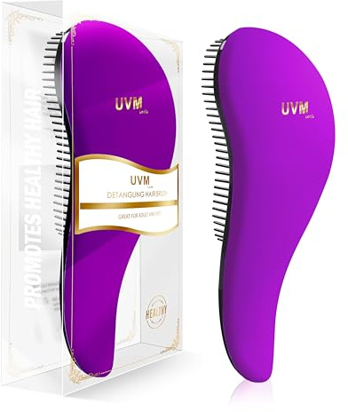 UVM Tools Detangling Brush for All Types Hair, Detangle Hair Brush for Curly, Straight, Dry & Wet Hair - for Kids, Women & Toddlers (Purple)