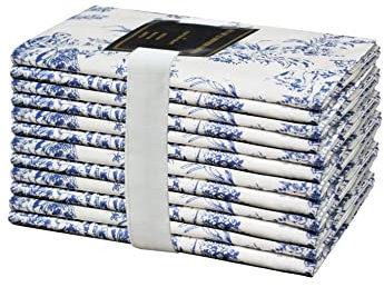 COTTON CRAFT Stoffservietten, 12 Stück, 100% Baumwolle, wiederverwendbar, französisches Toile-Dinner, Alltag, Frühling, Sommer, Herbst, Weihnachten, Urlaub, Party, Geschenk, weich, saugfähig, 45,7 x