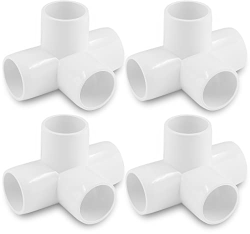 Unlorspy 4 Stück 1,9 cm 4-Wege-PVC-Armatur, 4-Wege-PVC-Steckverbinder, 1,9 cm, 4-Wege-Rohrverbindung, Möbelqualität für 3/4-Zoll-Rohre, DIY-Regal, Wasserversorgung (weiß, 3/4 Zoll)