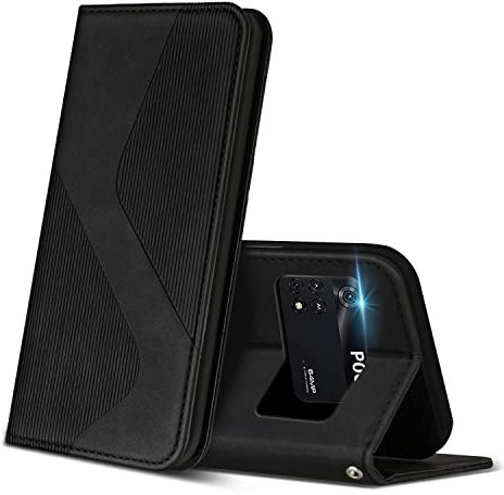 ZONNAVI Funda para Xiaomi Poco M4 Pro 4G, Funda Libro de Cuero con Ranura para Tarjeta y Magnético, Wallet Flip Caso Cubierta Case Carcasa para Xiaomi Poco M4 Pro 4G (Negro)