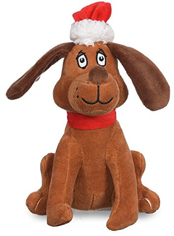 Dr. Seuss for Pets The Grinch Max Santa Figure Plush Squeaky Dog Toy | The Grinch Plush Dog Toy from Dr Seuss Collection | Large Christmas Dog Toy for Holidays, 9 Inch