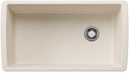 BLANCO 443071 Diamond Silgranit Super Single Undermount Kitchen Sink, 33.5 L X 18.5 W - Soft White
