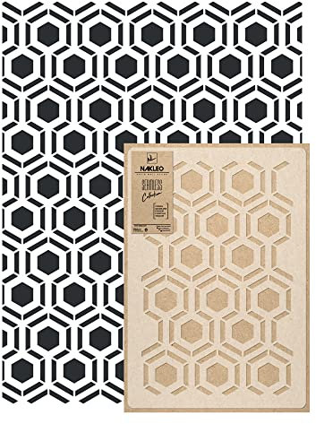 NAKLEO Wandschablone Groß Muster, Malschablone 59x95cm Hicks’ Hexagon Geometrisch Wiederverwendbare Kunststoff, Geometrische Tapete Wandgestaltung, DIY Craft