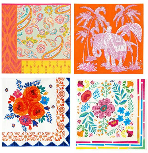 Taking Tables Lot de 80 serviettes en papier recyclables | Serviettes jetables en papier audacieuses et colorées, vaisselle pour le printemps, l'été, Pâques | Fabriquées par Taking Tables