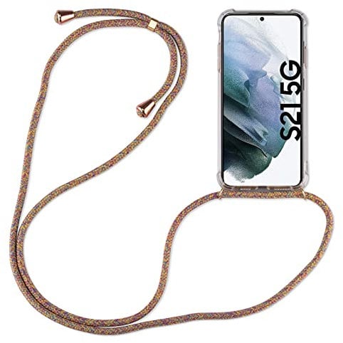 Hülle Kompatibel mit Samsung Galaxy S21 | Handykette Smartphone Halskette Hülle mit Band | Handyhülle mit Kordel zum Umhängen Kompatibel für Galaxy S21 | Rainbow