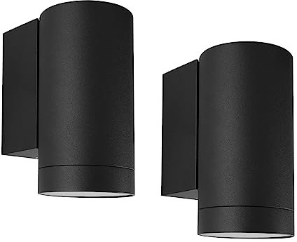 Klighten 2 Stück Aussen Wandleuchte, GU10 Downlight Wasserdichte IP65 Außenlampe Aussenleuchte Wand Aluminium Außenwandleuchten, Wandlampe für Garten Terrasse Eingang, Schwarz, ohne Leuchtmittel