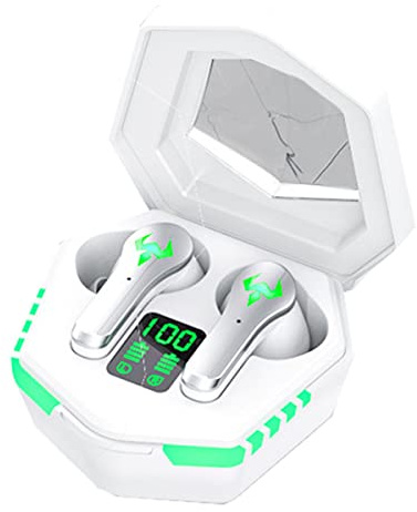 QQY Wireless Bluetooth Earbuds, N35 Earphone Low-latency Gaming Wireless 5.2 Headset Binaural In-ear Cool Game Headsets Stereo Earbuds (White)