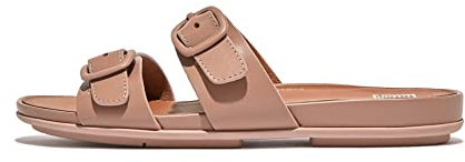 Fitflop Women's Gracie Rubber-buckle Two-bar Leather SlidesSlide Sandal