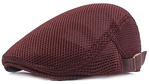 HIQIU Unisex Schirmmütze Baskenmütze Herren Atmungsaktiv Mesh, Flatcap Damen Sommer Gatsby Newsboy Barett Kappe, Schiebermütze Herren Sommer Hut Sportmütze Einstellbar 55 cm-60 cm (Kaffee)