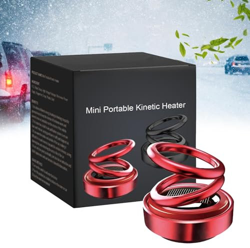 Tragbarer kinetischer Molekularheizer, Mini Knetische Molekularheizung, Automatisch rotierende Solar-Doppelring-Heizung, Auto Knetische Aromatherapie, Kinetische Diffusor für Autos Zimmer (Rot)