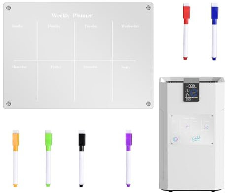 Calendario magnético acrílico para nevera, pizarra transparente de borrado en seco con marcadores, tablero de notas acrílico reutilizable, tablero de nevera que ahorra espacio para planificación,