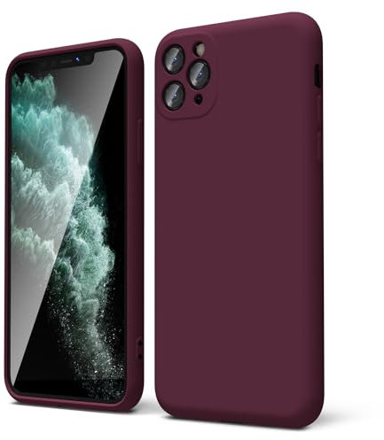 oakxco for iPhone 11 Pro Max Phone Case Liquid Silicone, Thin Slim Soft Rubber Gel TPU Plain Simple Cover for Women Girl Cute, Matte Solid Color, Burgundy Plum Wine