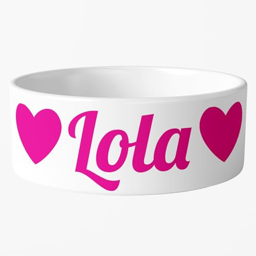 Personalisierter Hundenapf Futternapf aus Keramik mit eigenen Logo oder beliebigem Text (Herzen)