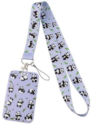 Schlüsselband Lanyard Umhängeband, Personalisiertes Schlüsselband mit Kartenhalter, für Ausweis, Schlüssel, Arbeitserlaubnis (Color : Panda 1, Size : 45cm)