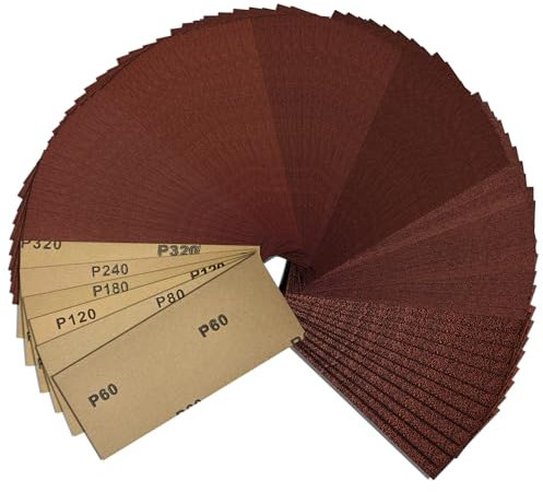 Schleifpapier Set 72 Stück, Schleifpapier 9 x 23 cm, Schleifpapier Holz Körnung 60 80 120 180 240 320, Schleifpapier Fein Nur für den Trockenen Gebrauch Schmirgelpapier für Auto Stein Lack Metall (72)
