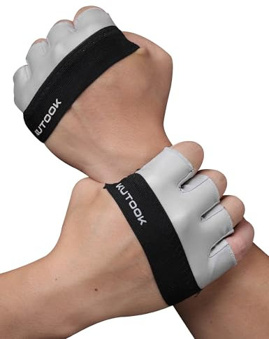 KUTOOK Fitnesshandschuhe Herren Kraftsport Krafttraining Handschuhe Damen Gym Gloves Women Sporthandschuhe Griffpolster Trainingshandschuhe Grau L
