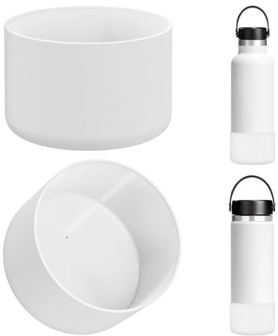 Linkidea 2 Pack Water Bottle Boot Compatible with Hydro Flask Wide Mouth 12oz/14oz/16oz/18oz/20oz, Silicone Bottle Bottom Sleeve Bumper Protector (White)