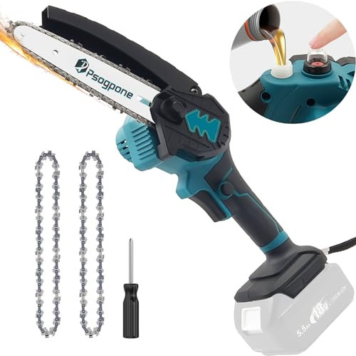 Mini Chainsaw Cordless 6 Inch Electric Chain Saw for Makita 18V Battery Portable Battery Chainsaw with 2 Chains for Tree Trimming Branches Wood Cutting (Tool Only)