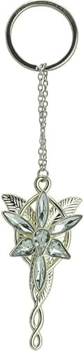 B.a.u.q.o.o. Arwen Schlüsselanhänger Anhänger Farbe Silber kompatibel mit Herr der Ringe Abendstern Aragorn Gadget Zubehör Geschenkidee Magie Fantasy Cosplay, silber / schwarz, One size