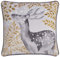Dreams & Drapes - Graues Hirsch-Samtkissen (43 x 43 cm) – Füllung inklusive – paspelierter Rand – wendbares Design – graues Biber-Kissen – Waldwald Hirsch Kissen mit Bezug inklusive/Kisseneinlage